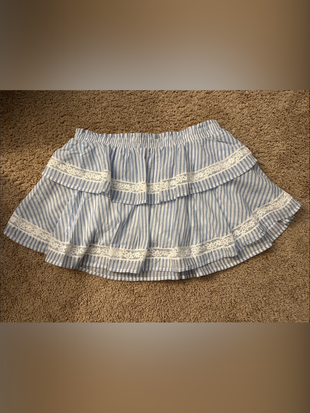 Wild Fable Blue & White Striped Lace Trim Skirt with Shorts